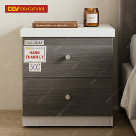 Tủ Đầu Giường Hiện Đại Gỗ MDF Phối Ngăn Kéo Cánh Xám