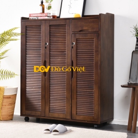 Tủ Để Giày 3 Cánh Có Khóa Nhiều Ngăn Gỗ Căm Xe Đẹp