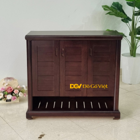 Tủ Để Giày Dép Bằng Gỗ 3 Cánh Mở Kiểu Nan Tối Giản