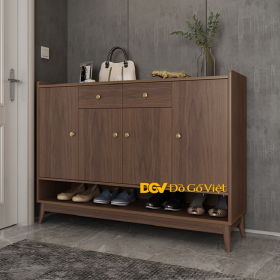 Tủ Để Giày Hiện Đại 4 Cánh Lớn Màu Óc Chó Đẹp Mẫu Mới