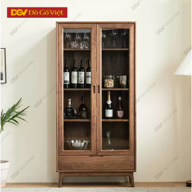 Tủ Gỗ Tự Nhiên Cánh Kính Tay Nắm Âm Phong Cách Cổ Điển