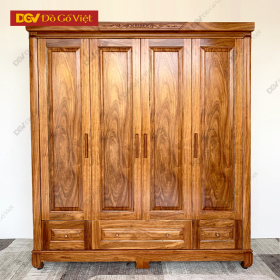 Tủ Để Quần Áo Gỗ Hương Nhóm 1 Đẹp Giá Rẻ 4 Cánh Mở