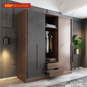 Tủ Để Quần Áo MDF Cửa Trượt Hiện Đại Màu Nâu Đậm Đẹp Giá Rẻ