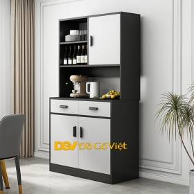 Tủ Để Rượu Đa Năng Kết Hợp Tủ Chén Bát Gỗ MDF Màu Xám