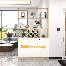 Tủ Để Rượu Hiện Đại Gỗ MDF Màu Sồi Cánh Trắng Đẹp Rẻ