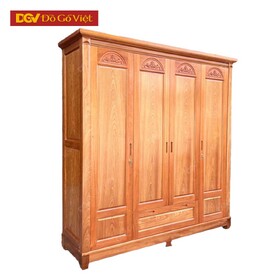 Tủ Đồ Gỗ 3 Cánh Chân Cao Vân Xoan Tự Nhiên Chạm Hoa Văn Đẹp