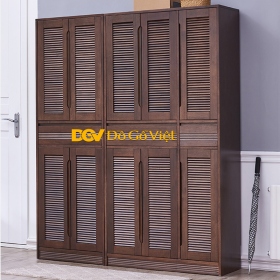 Tủ Đựng Giày Bằng Gỗ Căm Xe Thiết Kế Hiện Đại Đa Tầng Kệ