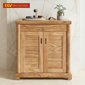 Tủ Đựng Giày Dép Bằng Gỗ Hương Xám Tự Nhiên 2 Cánh Nhỏ Gọn