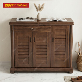 Tủ Đựng Giày Dép Bằng Gỗ Mun Cánh Nan Gọn Gàng Cho Phòng Nhỏ