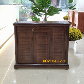 Tủ Đựng Giày Dép Bằng Gỗ Mun Cánh Nan Gọn Gàng Cho Phòng Nhỏ