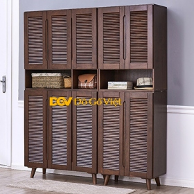 Tủ Đựng Giày Dép Bằng Gỗ Căm Xe Kiểu Lá Sách Đơn Giản Giá Rẻ