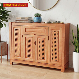 Tủ Đựng Giày Dép Gỗ Veneer Sồi Màu Nâu 4 Cánh Sang Trọng Đẹp Rẻ