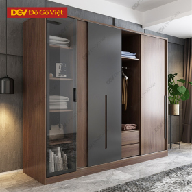 Tủ Đựng Quần Áo Cửa Trượt MDF Màu Nâu Mẫu Mới Nhất 2025