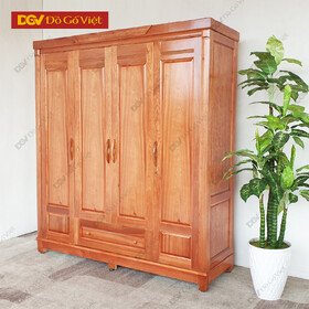 Tủ Đựng Quần Áo Gỗ Xoan Đào Lá 4 Cánh Hiện Đại Đẹp Giá Rẻ