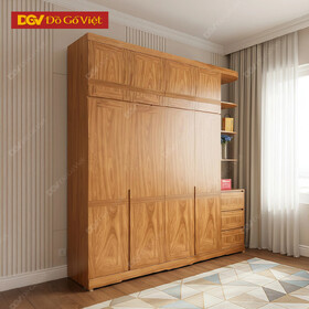 Tủ Đựng Quần Áo Tiện Lợi 2 Tầng Có Kệ Góc Vân Hương Xám