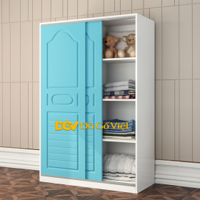 Tủ Đựng Quần Áo Trẻ Em Bằng Gỗ Màu Xanh Phối Trắng