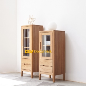 Tủ Đựng Sách Cánh Cửa Kính Gỗ Tự Nhiên Vân Sồi Hiện Đại Đẹp