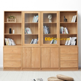 Tủ Đựng Sách Phòng Làm Việc Kết Hợp Tủ Để Đồ Màu Sồi Đẹp