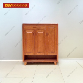 Tủ Dép Đẹp 3 Cánh Gỗ Xoan Đào Chân Cao Hiện Đại