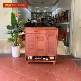 Tủ Giày Dép 3 Cánh Hiện Đại Gỗ Xoan Đào Tự Nhiên Bền Bỉ