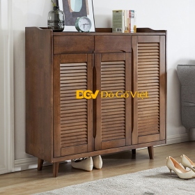 Tủ Giày Dép Gỗ Căm Xe Lá Sách 3 Cánh Mở Hiện Đại Đẹp