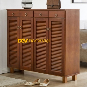 Tủ Giày Dép Lá Sách Chất Gỗ Tự Nhiên Tay Nắm Tròn Cổ Điển