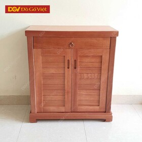 Tủ Giày Gỗ Cao Su Veneer Xoan 2 Cánh Mở Nhỏ Gọn Đơn Giản