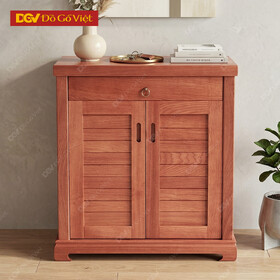 Tủ Giày Gỗ Cao Su Veneer Xoan 2 Cánh Mở Nhỏ Gọn Đơn Giản