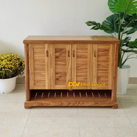 Tủ Giày Gỗ Đẹp 4 Cánh Mở Gỗ Hương Xám Tự Nhiên