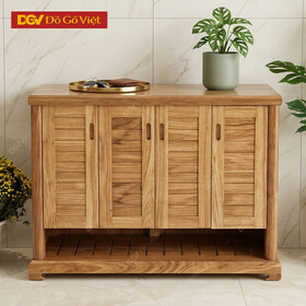 Tủ Giày Gỗ Đẹp 4 Cánh Mở Gỗ Hương Xám Tự Nhiên