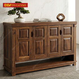 Tủ Giày Gỗ Hương Xám Tay Nắm Âm Cánh Kẻ Pano Giá Rẻ