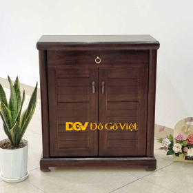 Tủ Giày Gỗ Mun Nhỏ 2 Cánh Mở Nan Khít Đẹp Bền Giá Tốt