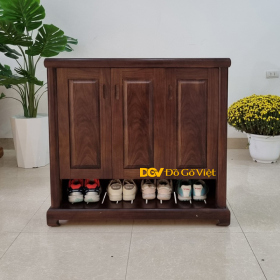 Tủ Giày Gỗ Mun 3 Cánh Pano Mở Chất Lượng Cao Giá Tốt