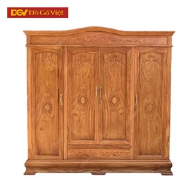 Tủ Gỗ Đựng Quần Áo Đẹp Cánh Chạm Trổ Hoa Văn Tinh Xảo
