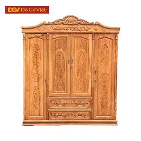Tủ Gỗ Đựng Quần Áo Giá Rẻ Kiểu Âu Chạm Hoa Tây Tinh Xảo