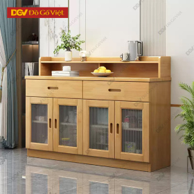 Tủ Gỗ Sồi Tự Nhiên Cánh Kính Cho Nhà Bếp Hiện Đại