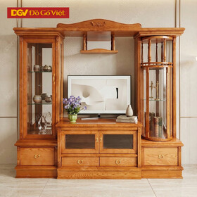 Tủ Kệ Tivi Kết Hợp Tủ Rượu Và Bàn Thờ Gỗ Sồi Nga Đẹp Giá Tốt