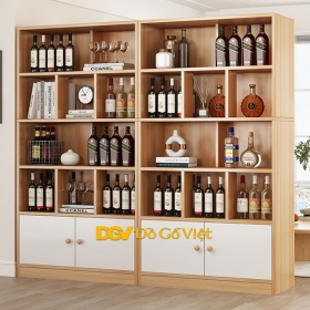 Tủ Kết Hợp Làm Vách Ngăn Để Rượu Gỗ MDF Màu Sồi Đẹp Rẻ