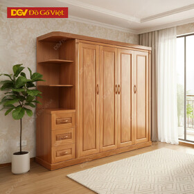 Tủ Quần Áo 4 Buồng Cánh Mở Truyền Thống Kèm Kệ Trang Trí