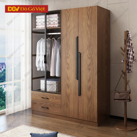 Tủ Quần Áo Cánh Kính Kiểu Bắc Âu Gỗ Veneer Sồi Bền Rẻ