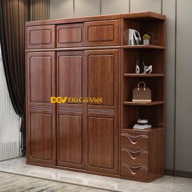 Tủ Quần Áo Cánh Lùa Gỗ Căm Xe Hiện Đại Bền Đẹp Rẻ
