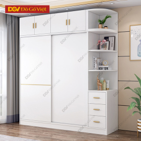 Tủ Quần Áo Có Nóc Và Kệ Trang Trí Màu Trắng Hiện Đại Đẹp