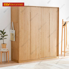 Tủ Quần Áo Veneer Sồi Cửa Lùa 2 Cánh Nhiều Tầng Lưu Trữ