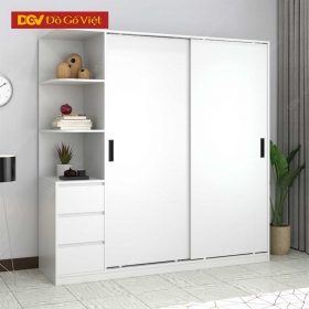 Tủ Quần Áo Cửa Lùa Gỗ Công Nghiệp Cánh Trắng Thanh Lịch