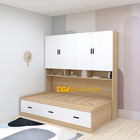 Tủ Quần Áo Để Sát Giường Ngủ Cho Bé Gỗ MDF Màu Sồi Đẹp