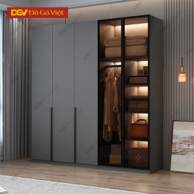 Tủ Quần Áo Gỗ Cánh Kính Khung Nhôm Bo Viền Cường Lực Bền Bỉ