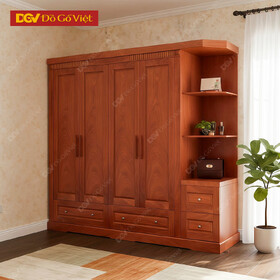 Tủ Quần Áo Gỗ Có Kệ Trang Trí Vân Hương Đá Đẹp Mới 2026