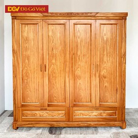 Tủ Quần Áo Gỗ Gõ Đỏ Tự Nhiên 4 Cánh Mở Đẹp Giá Rẻ