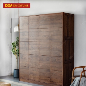 Tủ Quần Áo Gỗ Óc Chó Nguyên Khối Thiết Kế Kẻ Ô Hiện Đại
