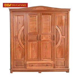 Tủ Quần Áo Gỗ Tự Nhiên Vân Xoan Đào Kiểu Vòm Lá Sách Đẹp